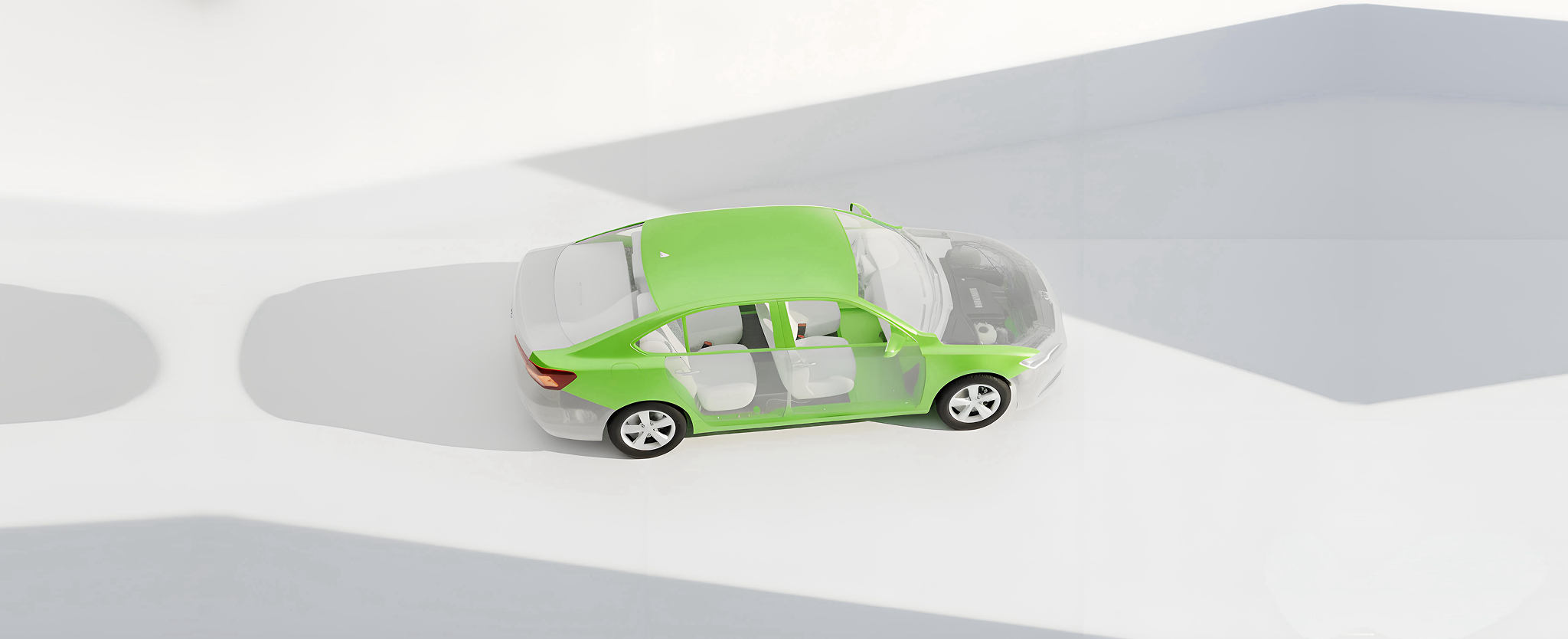 Body panels and load-bearing structure engineering display