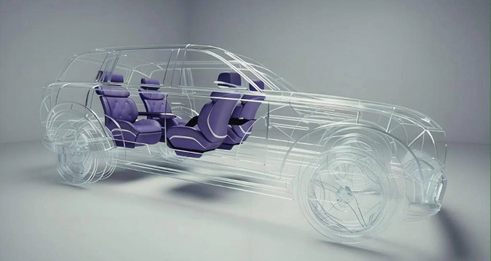 Silver vehicle structure with digital simulation engineering