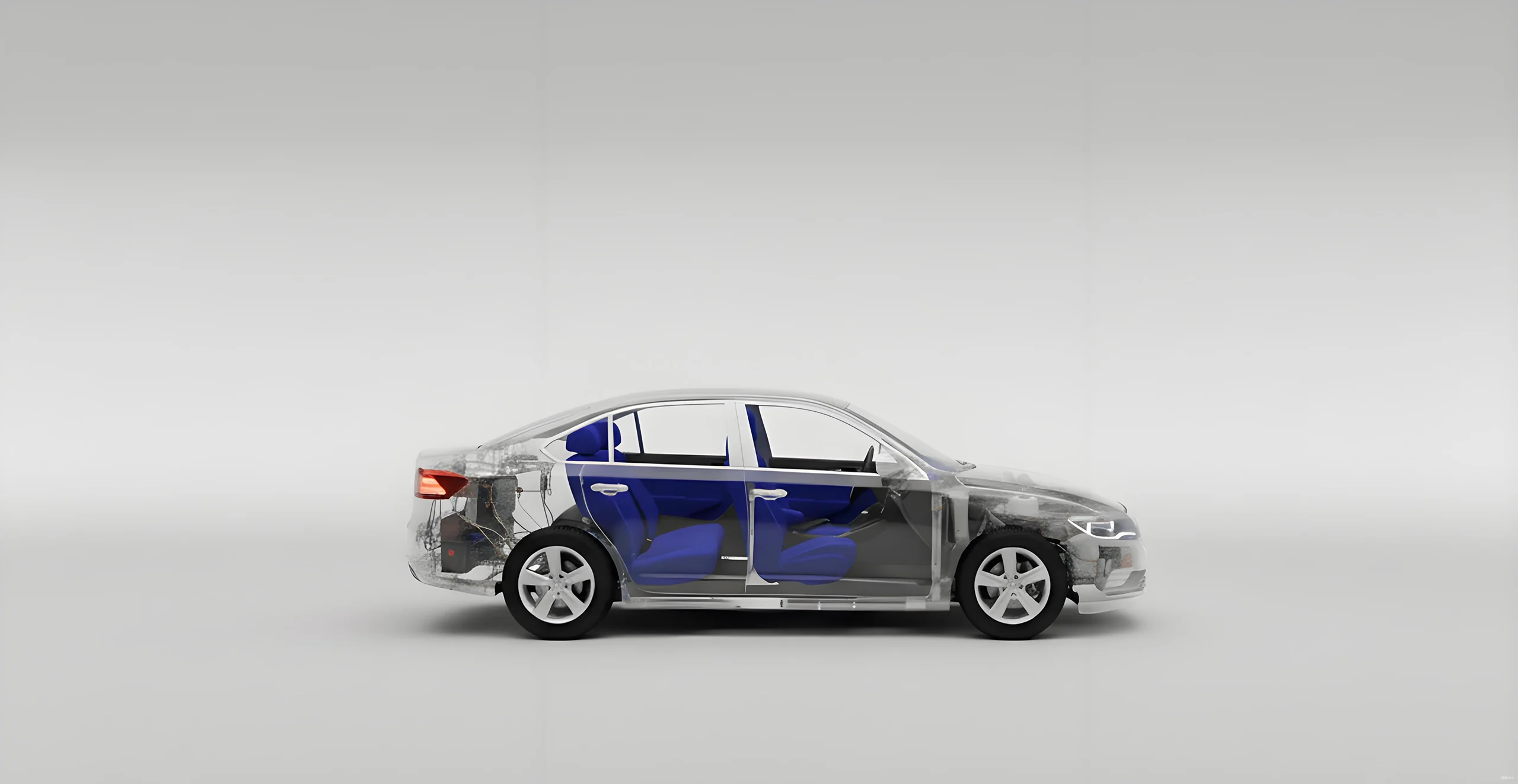 Complete cabin and interior modules inside a transparent body